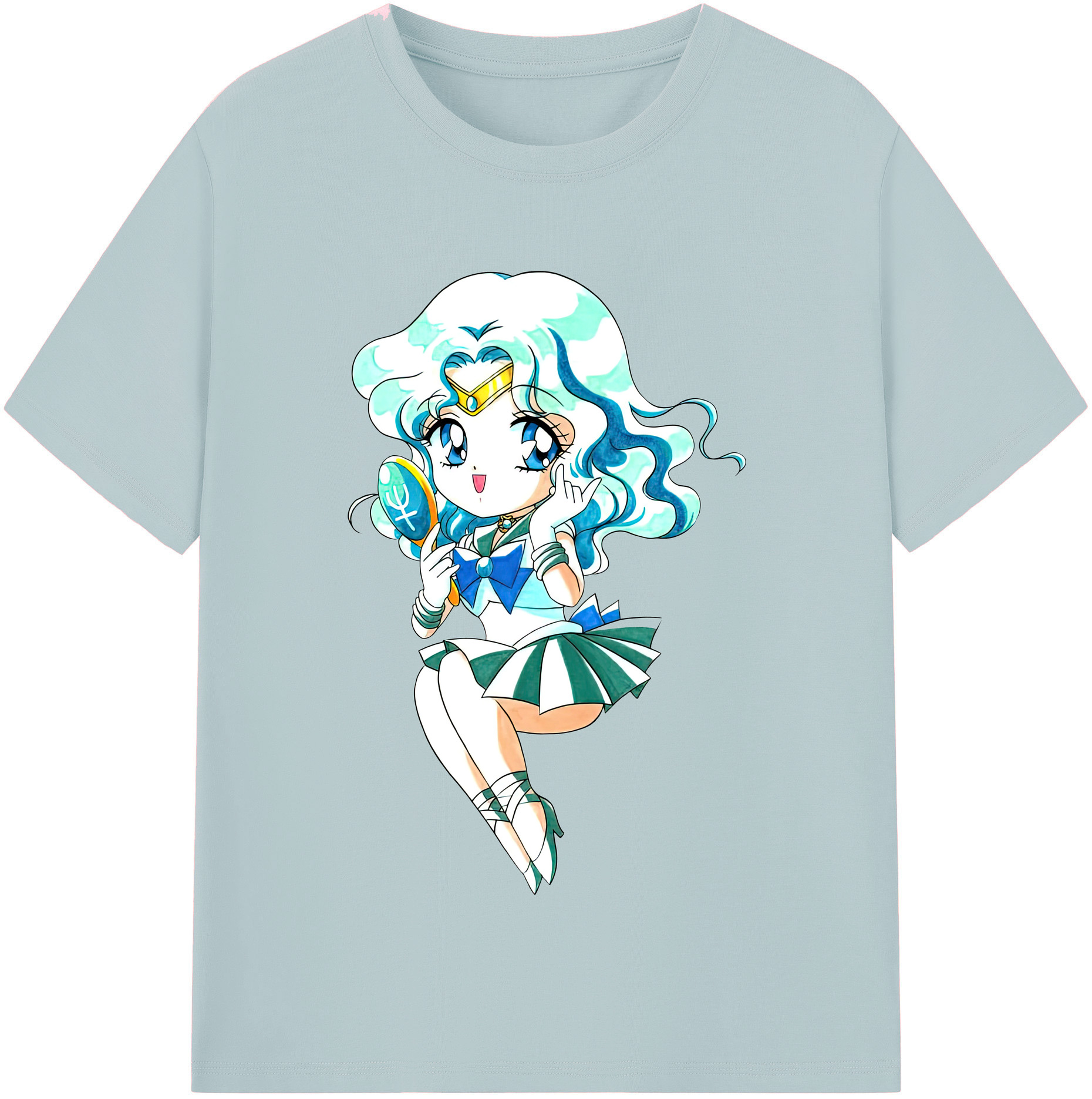 （画像用） 美少女戦士セーラームーン 海王 みちる（かいおう みちる） Sailor Moon Kaiou Michiru 綿100％半袖Tシャツ（フロントプリント）